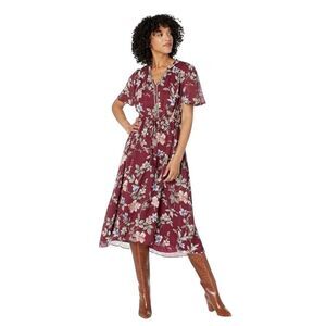 NWT TOMMY BAHAMA PAINTED PETALS MIDI‎ PLUM FLORAL DRESS WOMENS SIZE SMALL
